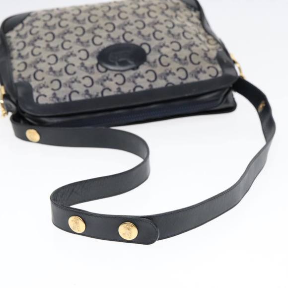 CELINE C Sulky Shoulder Bag Canvas Navy Gold Auth fm3869 - Picture 7 of 16
